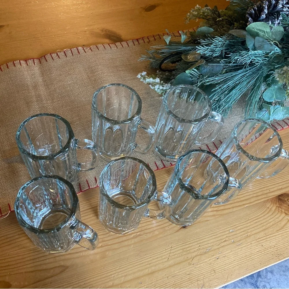 Vintage Libbey beer glass mugs paneled design, 3/4 inch base 6 1/2” T 3 1/2 W